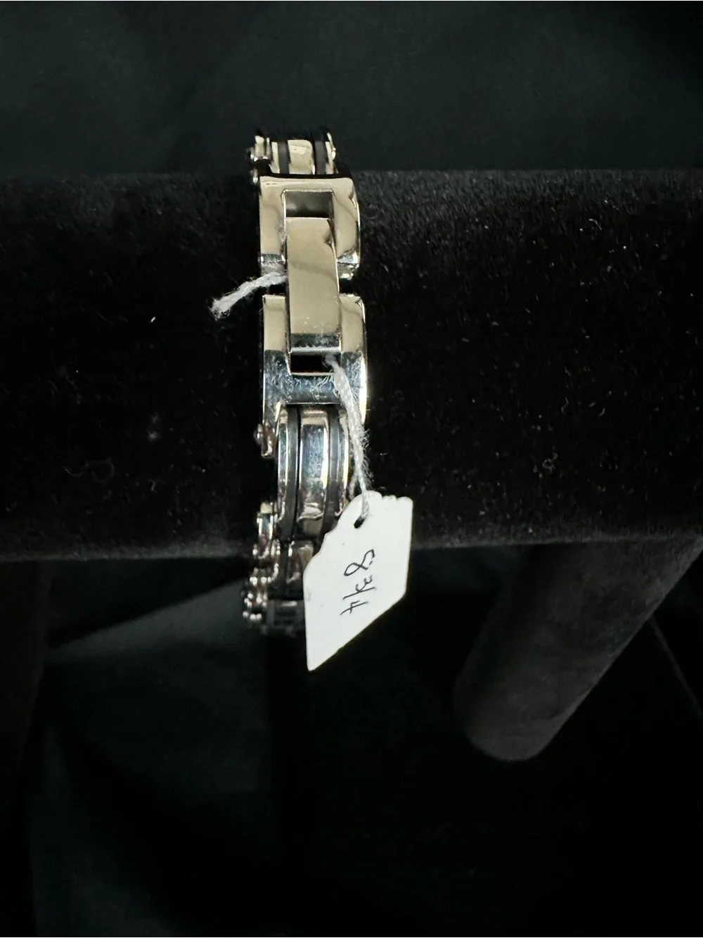 Men's Stainless Steel Bike/Motorcycle Chain Link Bracelet with Black Accents